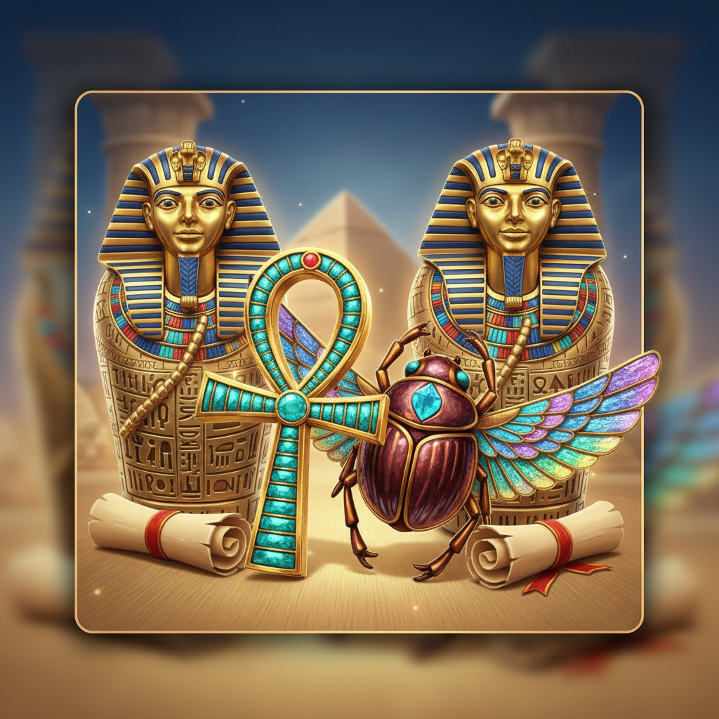 High-paying Egyptian symbols including ankhs and scarab beetles